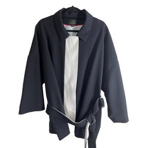 Worthington Women's‎ Black White Blazer 3x 3/4 Sleeve Belt Zip Snap